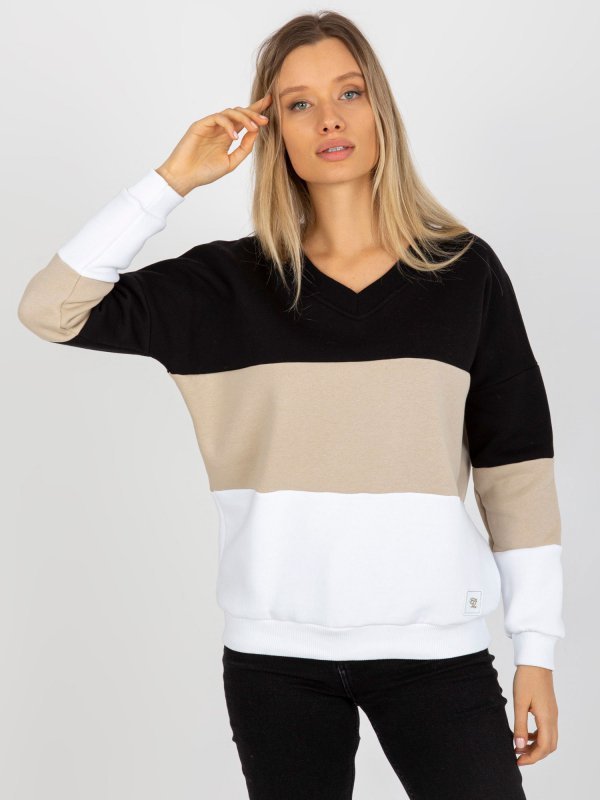 Bluza-RV-BL-8377.89-czarno-beżowy rozmiar - ONE SIZE