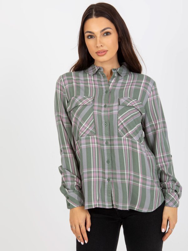 Bluzka-D70039Z11082A-khaki rozmiar - XS