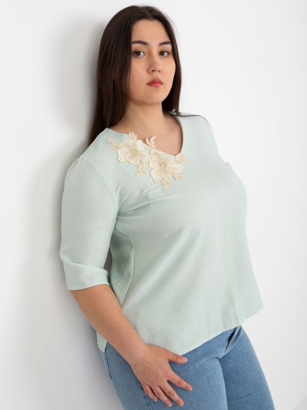 Bluzka-LK-BZ-506692.32-mietowy rozmiar - 48