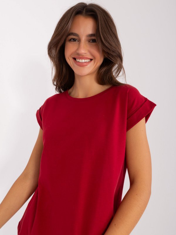 T-shirt-RV-TS-4833.00X-bordowy rozmiar - L