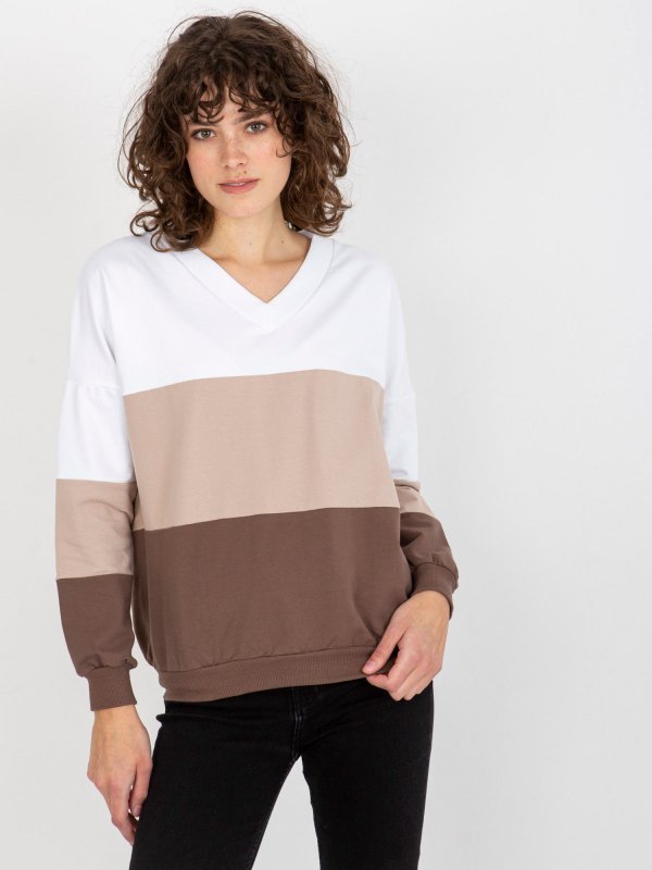 Bluza-RV-BL-8328.65P-biało-brązowy rozmiar - L/XL
