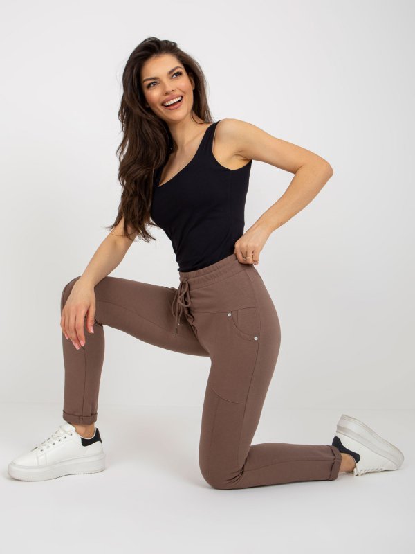 Spodnie dresowe-RV-DR-8696.20-brązowy rozmiar - L/XL