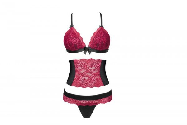 Zmysłowy komplet Nerysa LC 90427 Pink Rosses Collection Black Czarny LivCo Corsetti Fashion  rozmiar - S/M