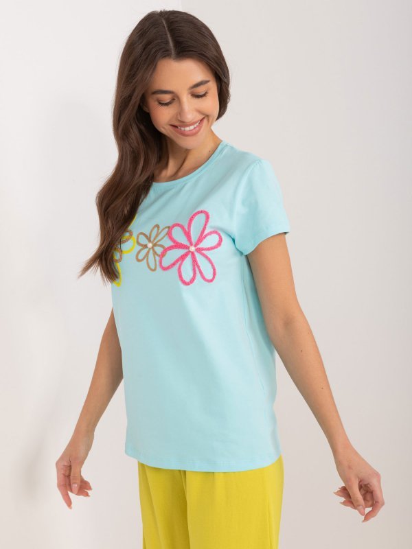 T-shirt-RV-TS-9648.98-mietowy rozmiar - S/M