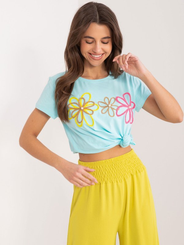T-shirt-RV-TS-9648.98-mietowy rozmiar - S/M