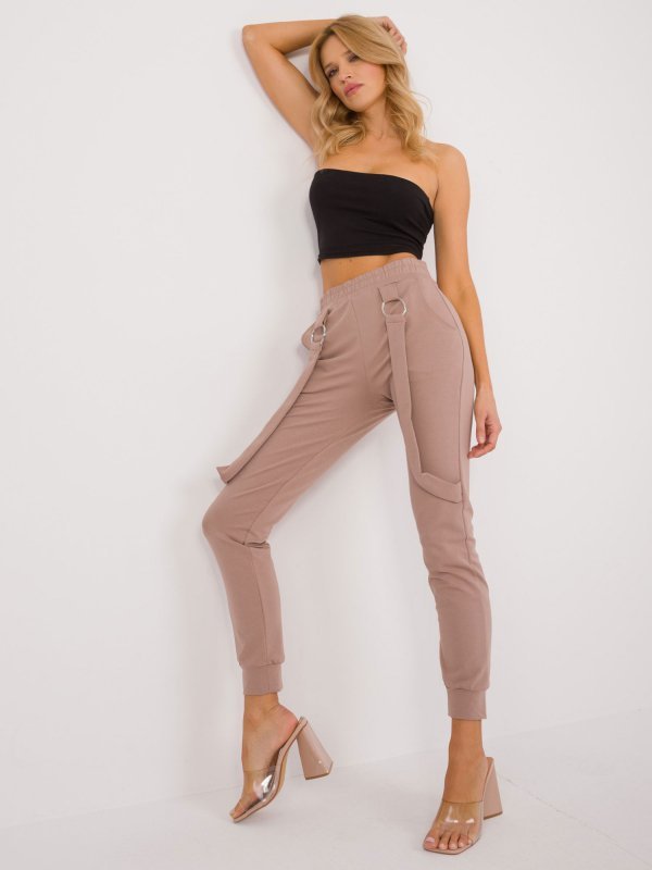 Spodnie dresowe-RV-DR-9629.82-ciemny bezowy rozmiar - S/M