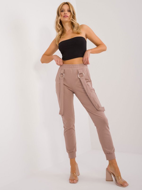Spodnie dresowe-RV-DR-9629.82-ciemny bezowy rozmiar - S/M