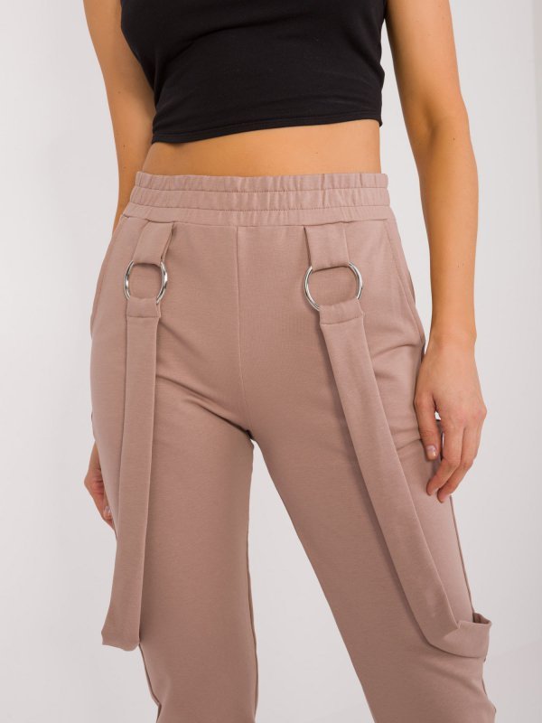 Spodnie dresowe-RV-DR-9629.82-ciemny bezowy rozmiar - S/M