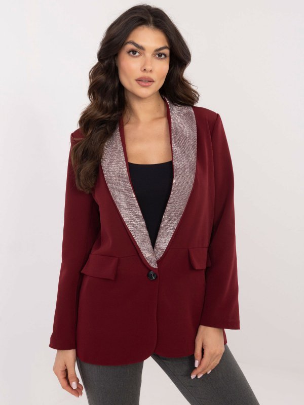 Marynarka-DHJ-MA-19926.85P-bordowy rozmiar - ONE SIZE