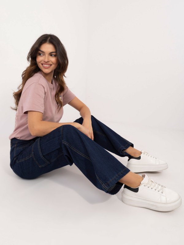 Spodnie jeans-D80016BD62458D282-granatowy rozmiar - L