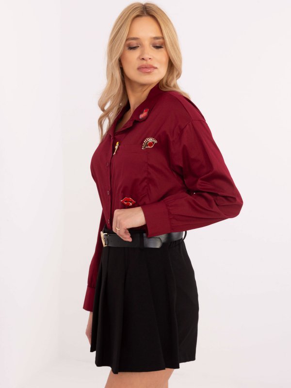 Koszula-DHJ-KS-9230.75P-bordowy rozmiar - ONE SIZE