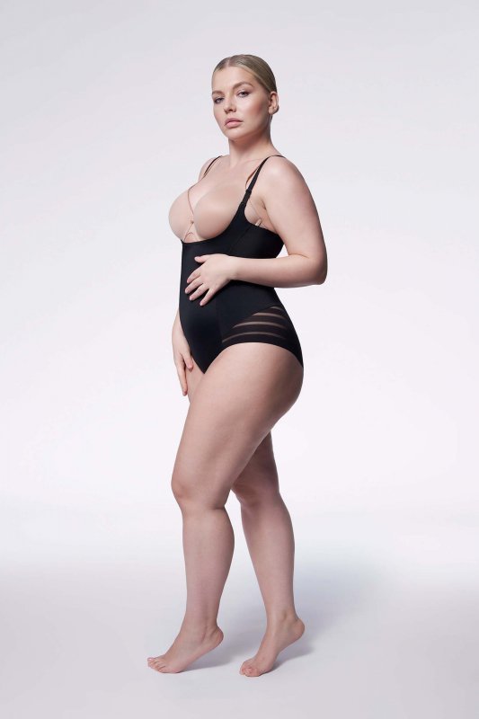Body 119 Mesh Body Open Biust Czarne