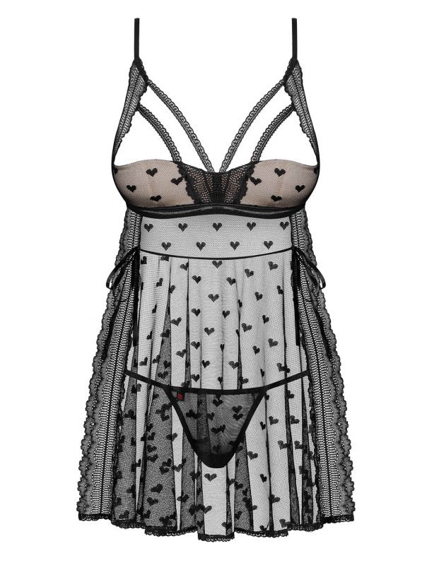 Obsessive Koszulka Heartia babydoll czarna