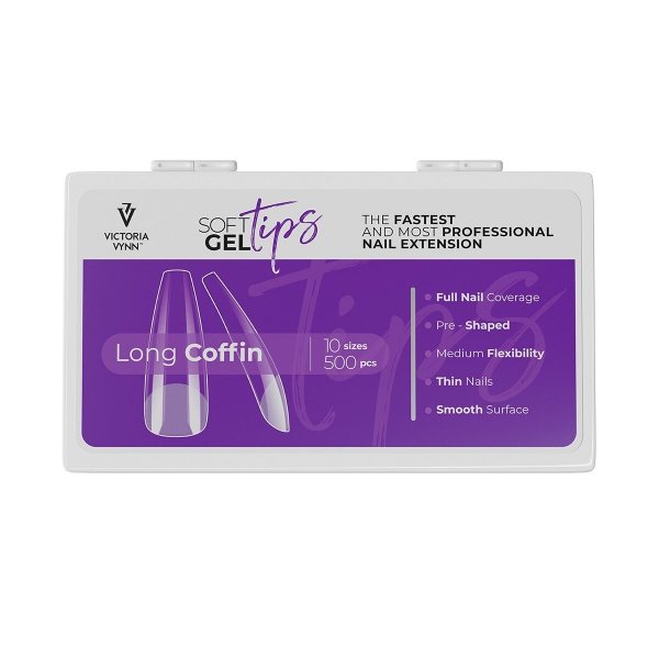 SOFT GEL TIPS  Long Coffin TIPS 500st