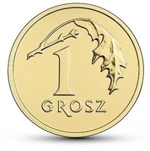 1 Grosz gr 2021 mennicza z woreczka 