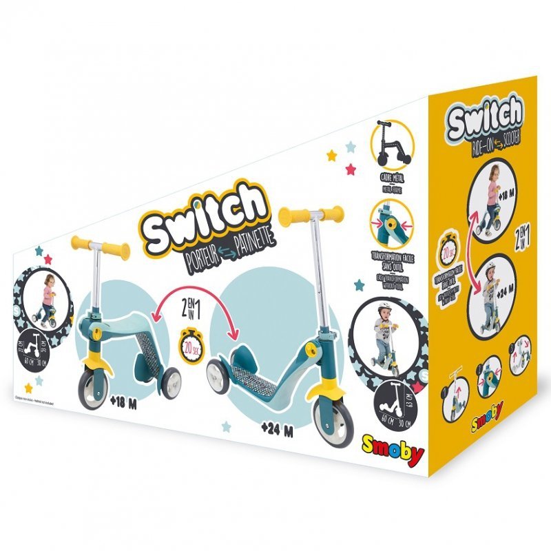SMOBY Hulajnoga 2w1 Rowerek biegowy Jeździk trójkołowa