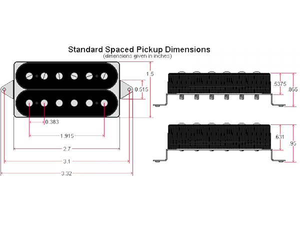 DIMARZIO DP100BK Super Distortion - dimensions