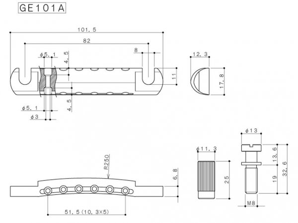 Aluminiowy zaczep strun GOTOH GE101A (GD)