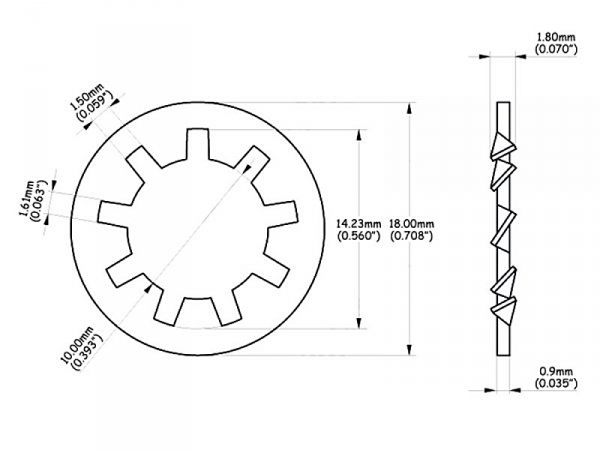 Podkładka zębata M3/8&quot; VPARTS LWS-4 (kpl. 10 szt)