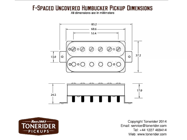 TONERIDER Alnico 2 Classics F-Spaced (WH, bridge)