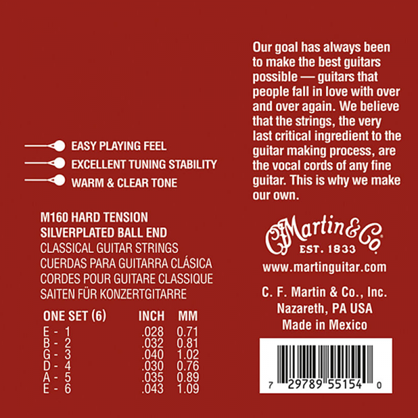 Struny MARTIN Classical Nylon M260 Ball End
