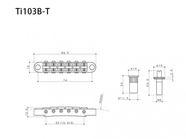 Mostek z tytanowymi siodełkami GOTOH TI103B-T (GD)