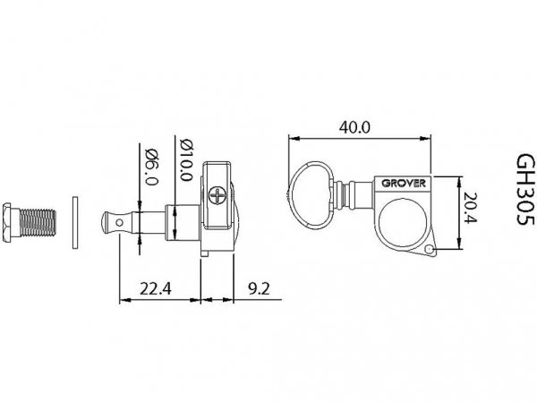 Klucze do gitary GROVER Mid-Size Roto 305 (CR,6+6)