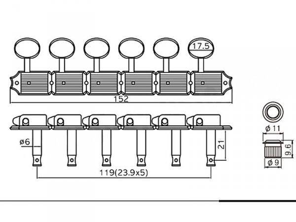 Klucze do gitary VPARTS VG-55 (GD, 6L)