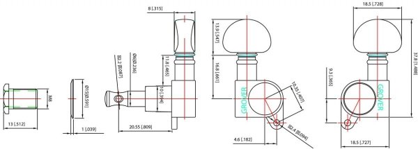 Klucze do gitary GROVER Mini Roto 205 (BN,6R)