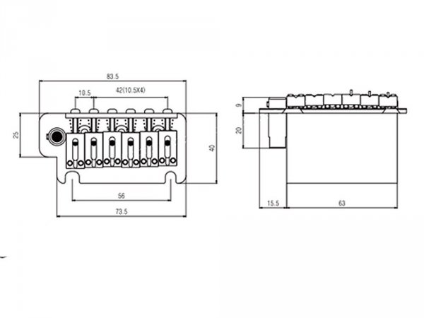 Dwupunktowe tremolo 10,5mm VPARTS Pro VTR-213 (CR)