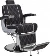 FOTEL BARBERSKI BORG CZARNY/WSTAWKI BIAŁE/BAZA CHROM (BARBER BY AYALA)