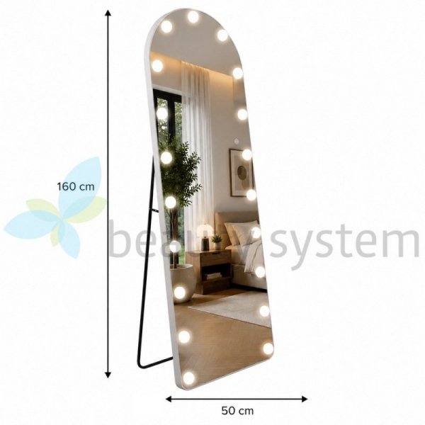LUSTRO STOJąCE PODśWIETLANE LED HOLLYWOOD 160X50CM
