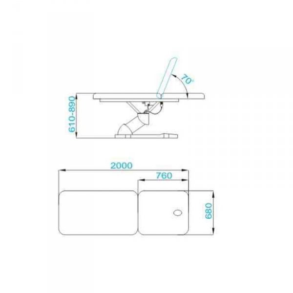 Leżanka elektr. do masażu Azzurro 808 2 siln. biała