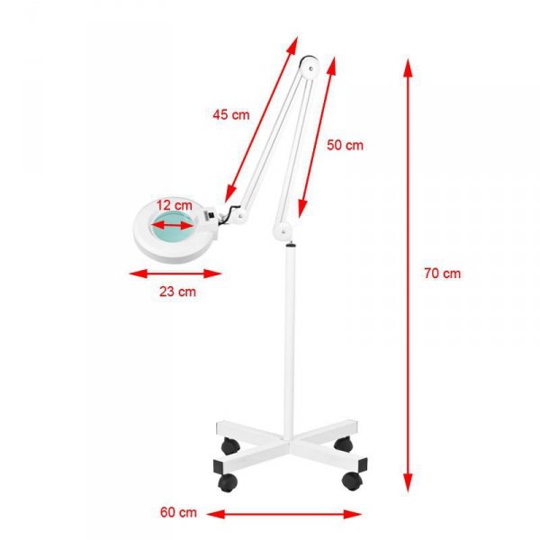 Lampa lupa S4 + statyw biała