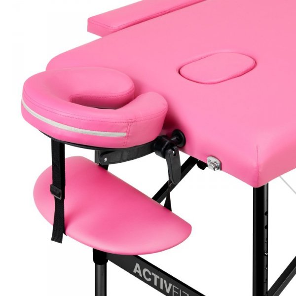 Stół składany do masażu aluminiowy komfort Activ Fizjo 2 segmentowe róż czarne aluminium