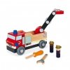 Drewniany wóz strażacki do składania z narzędziami Brico'kids, Janod www.tuliki.pl