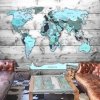 Fototapeta - Mapa świata: Błękitne kontynenty