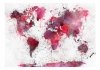 Fototapeta - Mapa świata: czerwone akwarele