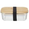 Lunch box szklany z bambusową przykrywką  i sztućcami