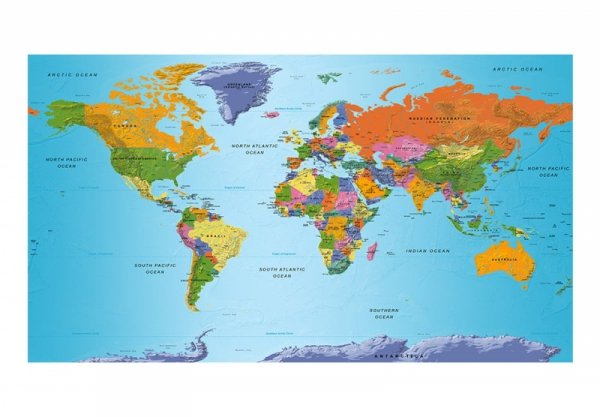 Fototapeta XXL - Mapa świata: Kolorowa geografia II