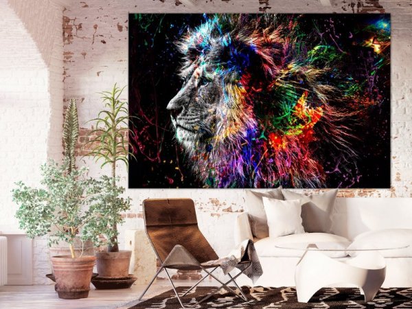 Obraz - Zwariowany lew (1-częściowy) szeroki