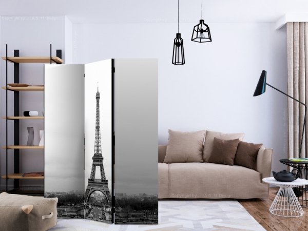Parawan 3-częściowy - Paryż: czarno-biała fotografia [Room Dividers]
