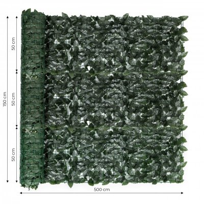 Sztuczny bluszcz żywopłot 3 szt. 500x150 cm zielona osłona na balkon maskująca