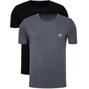 Emporio Armani t-shirt koszulka męska czarna i szara komplet 2-pack 