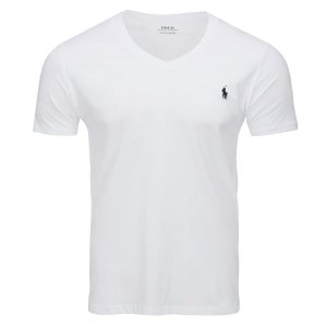 Polo Ralph Lauren koszulka t-shirt męski V-neck slim fit biała