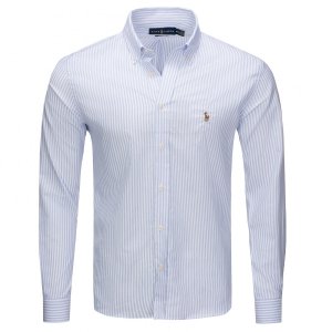 Ralph Lauren koszula paski męska  slim fit błękitna