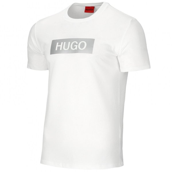 Hugo Boss t-shirt koszulka męska biała srebrny nadruk 50467585