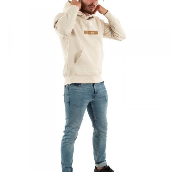 Calvin Klein Jeans bluza męska z kapturem beżowa J30J323762-ACF