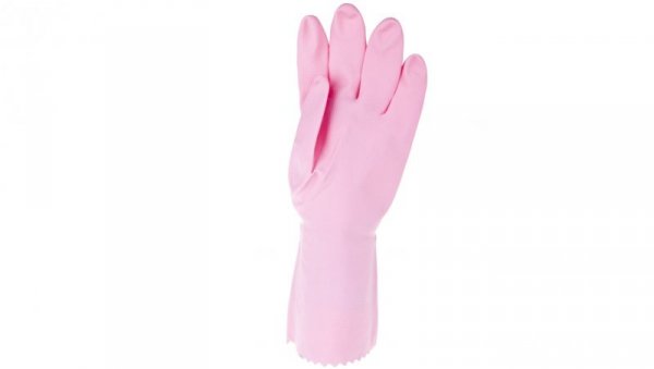 Rękawica z lateksu flokowana bawełną do prac porządkowych ZEPHIR VE210, kolor: różowy, rozmiar: 8/9 / VE210RO08