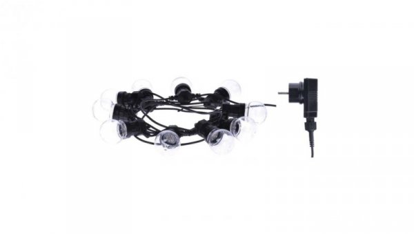 Łańcuch z żarówek 10x 5 LED, 2,25W przeźroczyste, 5m IP44 ciepła biała DCPW02